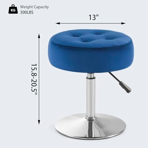 Gitrah Blue Vanity Stool Chair Swivel Adjustable Comfortable Makeup Stool - Image 3
