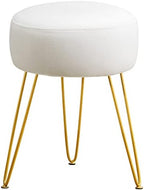 LUE BONA Vanity Stool, White Vanity Stools for Makeup Room, Round Ottoman Foot Stool, Velvet Footrest Vanity Chair for Bathroom Vanity, Bedroom, Living Room, Entryway, Offices by LUEBONA