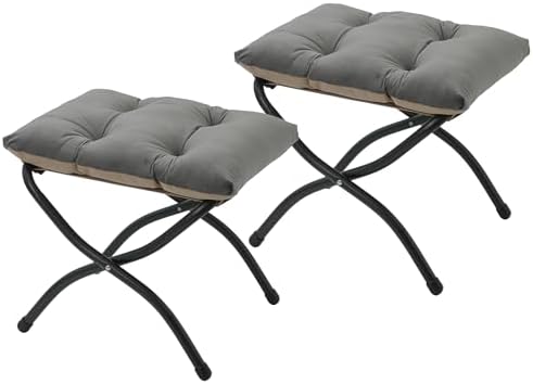 15"(H) Folding Ottoman, Set of 2, Foldable Footrest Stool, Small Foot Stool for Couch, Collapsible Foot Rest Ottoman for Sofa, Accent Padded Ottomans for Living Room, Bedroom, Dark Grey by MordchilHF