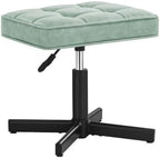 LUE BONA Adjustable Vanity Stool, 15''-19.5'' Foot Rest Under Desk, 360° Swivel Vanity Chair for Makeup Room, Green Upholstered Faux Leather Ottoman for Bathroom & Living Room, 300lbs - Image 7