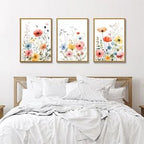KISSFOX Colorful Wildflower Canvas Wall Art Set Of 3 Flowers Pictures Prints - Image 5