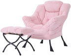 Tiita Lazy Chair with Ottoman, Comfy Reading Accent Chair, Plush Pink by TiitaHome