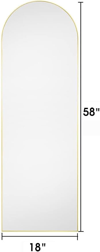 Arched Mirror - Full Length, Standing or Wall Mounted, Aluminum Frame - Gold - Image 3