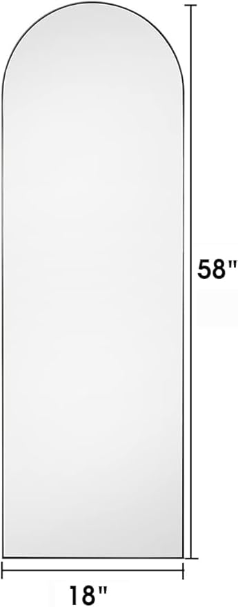Arched Mirror - Full Length, Standing or Wall Mounted, Aluminum Frame - Black - Image 2