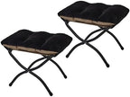 15"(H) Folding Ottoman, Set of 2, Foldable Footrest Stool, Small Foot Stool for Couch, Collapsible Foot Rest Ottoman for Sofa, Accent Padded Ottomans for Living Room, Bedroom, Black by MordchilHF