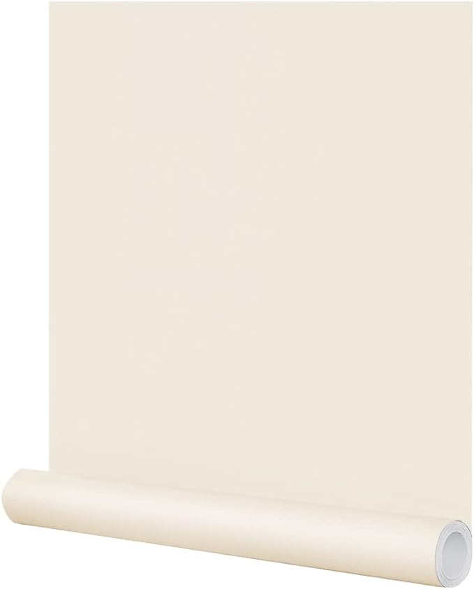FUKU MON 24"x394" Beige Peel and Stick Wallpaper Matte Beige Cream Contact by MeetyourallDIYneeds