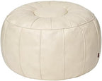 Thgonwid Unstuffed Moroccan Ottoman Pouf Cover, Ottoman Footstool Storage Solution, Bean Bag Chair, Foot Rest, Ivory White by Thgonwid