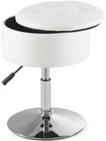 Gitrah White Vanity Stool Chair with Storage Swivel Adjustable Makeup Stool by Gitrah