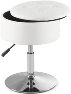 Gitrah White Vanity Stool Chair with Storage Swivel Adjustable Makeup Stool by Gitrah
