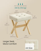 SONGMICS Makeup Stool, Padded Vanity Foot Rest, Solid Wood X Legs - Image 2