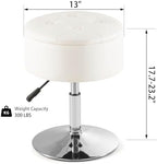 Gitrah White Vanity Stool Chair with Storage Swivel Adjustable Makeup Stool - Image 3