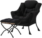Tiita Lazy Chair with Ottoman, Comfy Reading Accent Chair, Black by TiitaHome