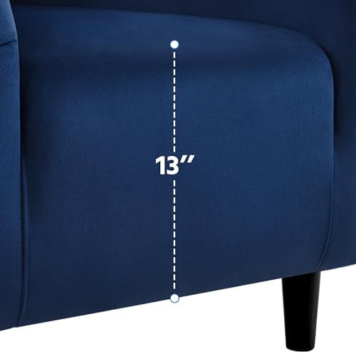 Yaheetech Small 25.5in Wide Velvet Barrel Accent Chair Bedroom, Navy Blue - Image 6
