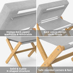 BAMBOOHOMIE Foldable Foot Stool Ottoman, Modern Foot Rest with Bamboo X Legs & Thick Foam Cushion, Folding Foot Stools Small Padded for Bedroom Living Room, Footstool for Chair Couch (Natural - Grey) - Image 4