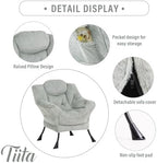 Tiita Lazy Chair with Ottoman, Comfy Reading Accent Chair, Plush Green - Image 6