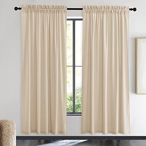 NICETOWN Beige Velvet Curtains 72 inches 2 Panels Set, Thermal Insulated Heavy by NICETOWN