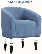 Yaheetech Small 25.5in Wide Sherpa Barrel Accent Chair for Bedroom, Blue - Image 5