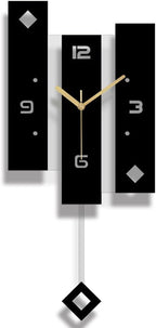 SHISEDECO Creative Mute Modern Large Pendulum Clock in Black and White Color by SHISEDECO