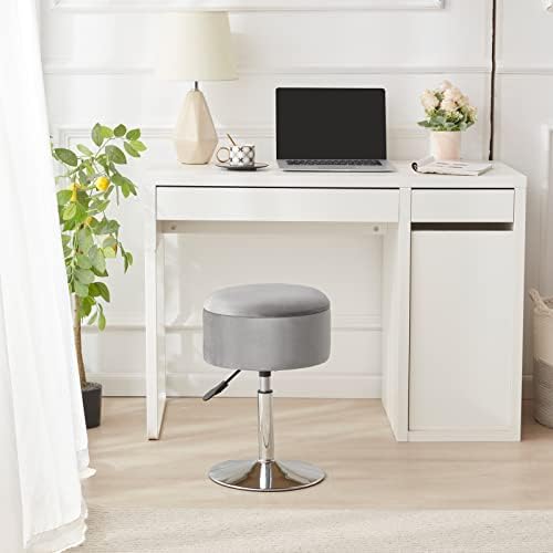 Adjustable Vanity Stool with Storage Swivel Vanity Chair Makeup Stool Grey - Image 4