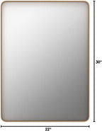 LOAAO 22”X30” Gold Bathroom Mirror, Rounded Rectangle Gold Frame Mirror - Image 8