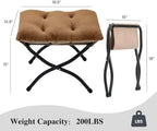 15"(H) Folding Ottoman, Foldable Footrest Stool, Portable Small Foot Stool for Couch, Collapsible Foot Rest Ottoman for Sofa, Accent Padded Ottomans for Living Room, Bedroom, Brown - Image 3