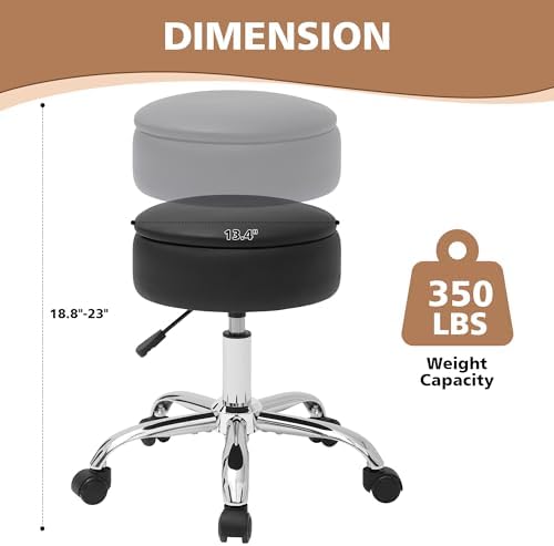 Adjustable Vanity Stool Storage Swivel Rolling Vanity Chair with Wheels - Image 2