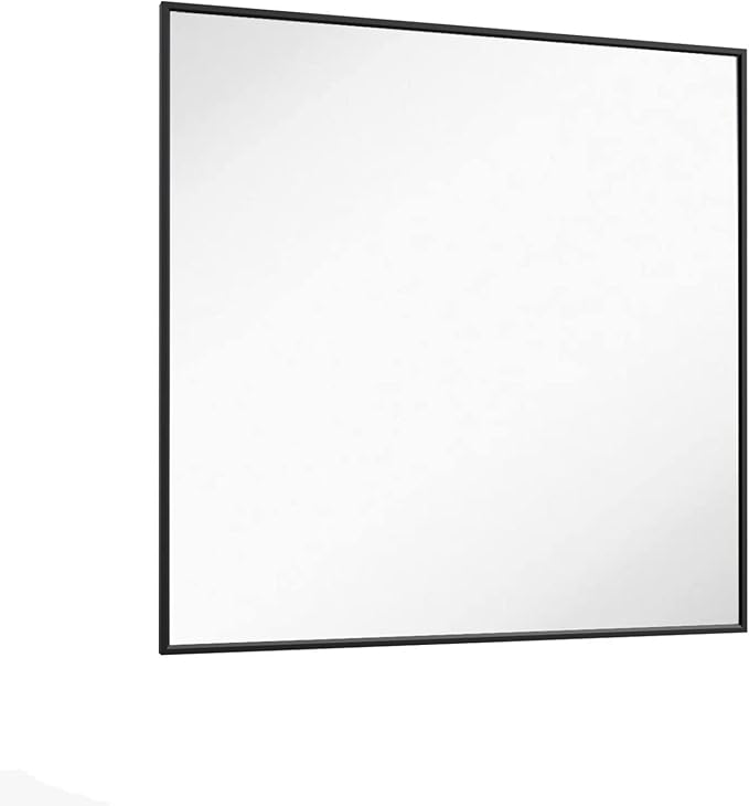 LOAAO 36"X36" Black Rectangle Bathroom Mirror Wall, Matte Black Aluminum Alloy - Image 6