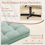 LUE BONA Adjustable Vanity Stool, 15''-19.5'' Foot Rest Under Desk, 360° Swivel Vanity Chair for Makeup Room, Green Upholstered Faux Leather Ottoman for Bathroom & Living Room, 300lbs - Image 4