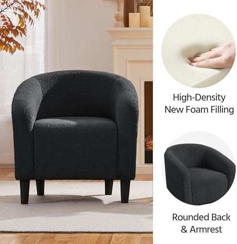 Yaheetech Small 25.5in Wide Sherpa Barrel Accent Chair Bedroom, Dark Gray - Image 6