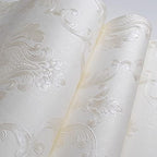 AMINAH DECO Cream White Damask Decorative Textured Floral Wallpaper Non-Woven - Image 5