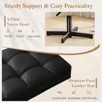 LUE BONA Adjustable Vanity Stool, Foot Rest Under Desk, 360° Swivel Vanity Chair for Makeup Room, Black Upholstered Faux Leather Ottoman for Bathroom & Living Room, 300lbs - Image 4
