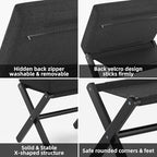 BAMBOOHOMIE Foldable Foot Stool Ottoman, Small Padded Foot Rest with Bamboo X-Legs, Portable Folding Leg Rest for Living Room Bedroom Office, Soft Foam Cushion Step Stool for Couch & Armchair (Black) - Image 4