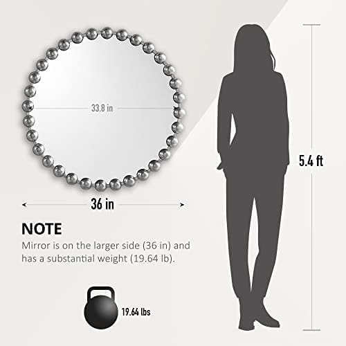 Madison Park Round Mirror, Metal Frame Circle Mirror 36 inch, Wall Art Decor - Image 6