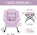 Tiita Lazy Chair with Ottoman, Comfy Reading Accent Chair, Purple - Image 6