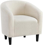 Yaheetech Small 25.5in Wide Sherpa Barrel Accent Chair for Bedroom, Ivory by Yaheetech