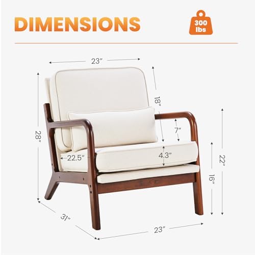 DUMOS Mid Century Modern Accent Chair, 16'' Seat Height Cozy Lounge Chair - Image 3
