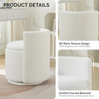 WUTUTUEE Velvet Vanity Chair with Storage, 360° Swivel Makeup Chair with Wave Back, No Assembly Small Accent Stool for Bedroom, Dressing, Living Room, White - Image 3