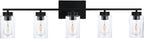 5 Light Bathroom Vanity Light Fixtures, Matte Black Modern Wall Lights by A1A9