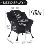 Tiita Lazy Chair, Black Modern Large Accent Armchair, Comfy Leisure Sofa Reading Chair for Bedroom, Living Room, Dorm Rooms, Garden and Courtyard, Black - Image 4