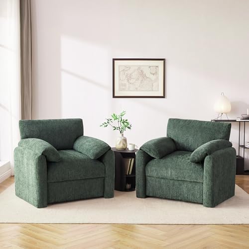 Howjoe 2 Pack Accent Chair for Living Room, Oversized Armchair, Green by Unknown