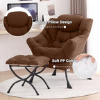 Tiita Lazy Chair with Ottoman, Comfy Reading Accent Chair, Brown - Image 4