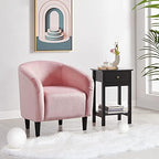 Yaheetech Small 25.5in Wide Velvet Barrel Accent Chair Bedroom, Pink - Image 2