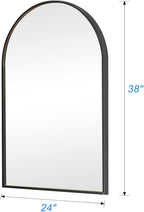 Wall Mounted Mirror, 38x24 Inch Black Bathroom Mirror, Arched Window Mirrors - Image 2