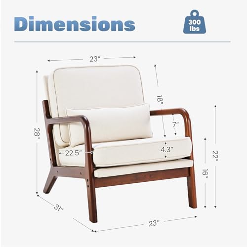 DUMOS Mid Century Accent Chairs Set of 2, 16'' Seat Height Lounge Chair - Image 2