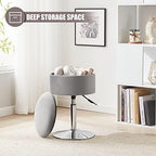 Adjustable Vanity Stool with Storage Swivel Vanity Chair Makeup Stool Grey - Image 5