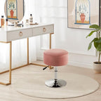 Adjustable Vanity Stool with Storage Swivel Vanity Chair Makeup Stool Pink - Image 3