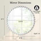 Madison Park Round Mirror, Metal Frame Circle Mirror 36 inch, Wall Art Decor - Image 5