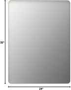 LOAAO 24X32 Inch Brushed Nickel Bathroom Mirror, Rounded Rectangle Silver Metal - Image 9
