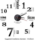 Hxezoc 10inch-20inch Frameless DIY Wall Clock Black 3D Mute Round Shape Quartz - Image 2