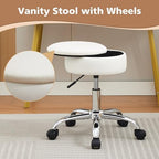 Adjustable Vanity Stool Storage Swivel Rolling Vanity Chair with Wheels - Image 4